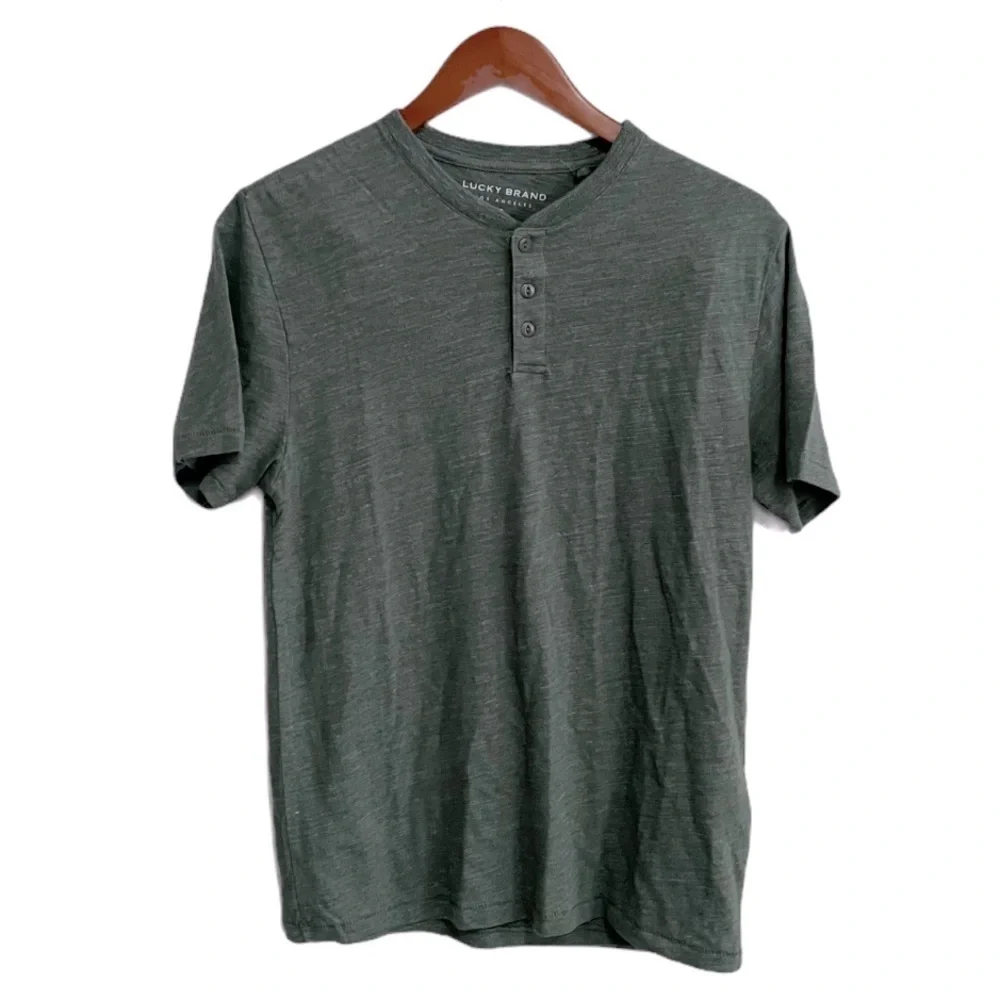 NWT Men Lucky Brand green linen shirt short sleeve - Picture 3 of 7